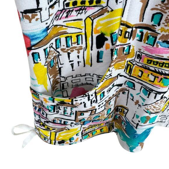 Knit Chic Colorful Beachy Floral Print Full Zip 3/4 Sleeve Jacket Pockets Size M - Picture 4 of 6